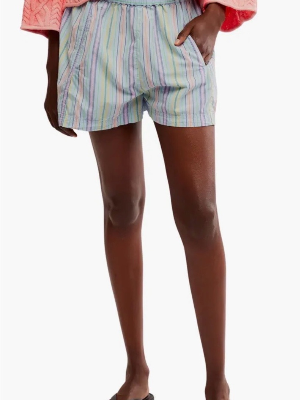 NWT Free People Get Free Striped Cotton Pull-On Elastic Waist Shorts S - Picture 2 of 14